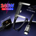 240W USB-C Fast Charging Cable With Foldable Phone Stand