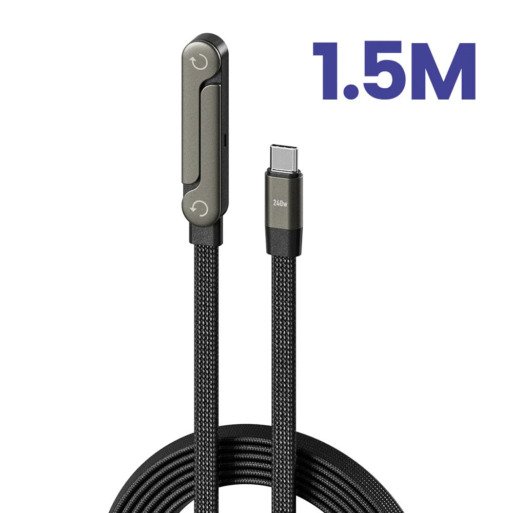 65W 1.5M Color 240W USB-C Fast Charging Cable With Foldable Phone Stand