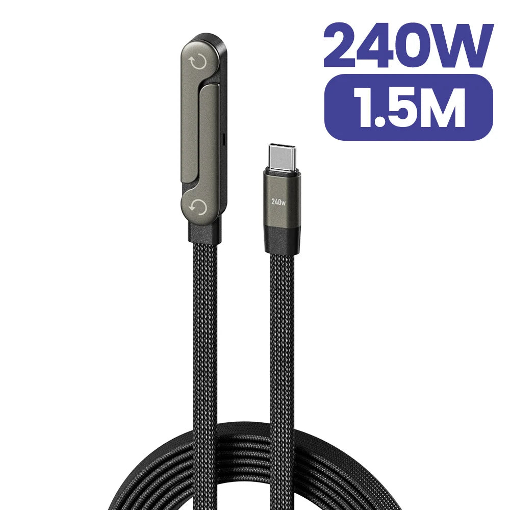 1.5m Color 240W USB-C Fast Charging Cable With Foldable Phone Stand