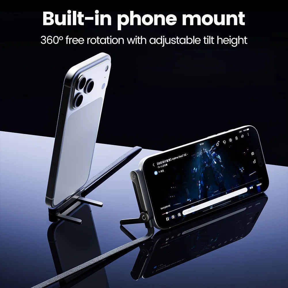 240W USB-C Fast Charging Cable With Foldable Phone Stand